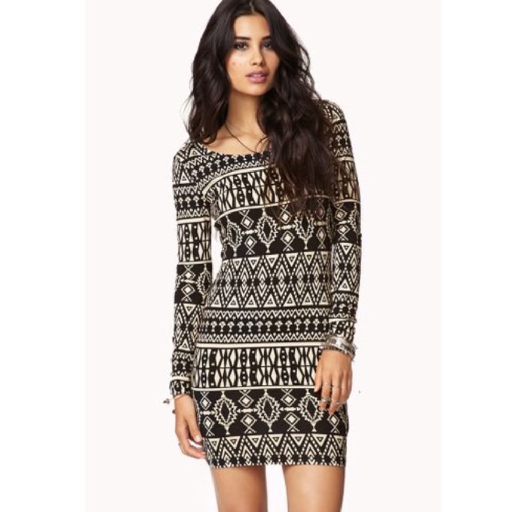 Forever 21 tribal print bodycon dress